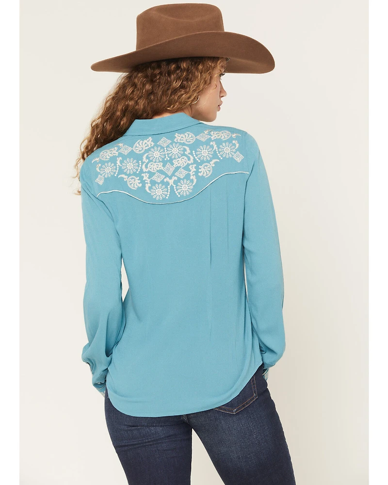 Shyanne Women's Bluespruce Embroidered Long Sleeve Snap Western Shirt