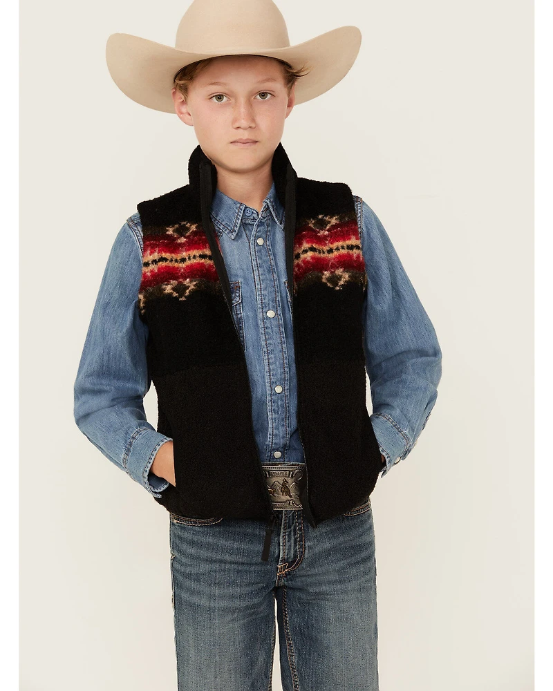Rock & Roll Denim Boys' Printed Berber Border Print Vest