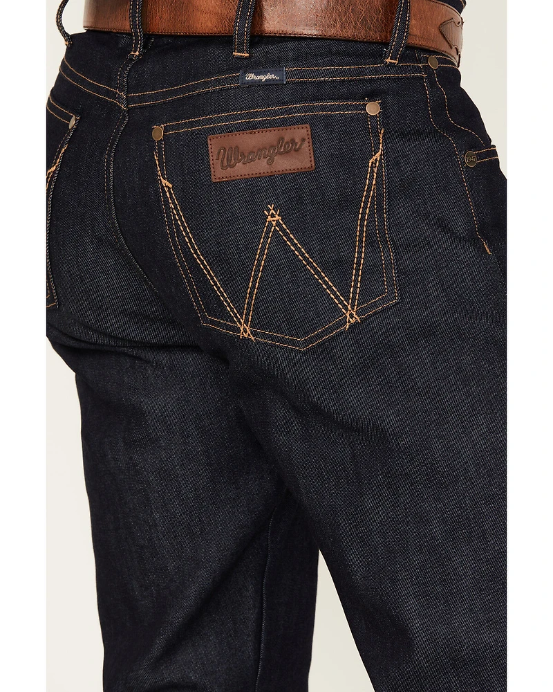 Wrangler Retro Men's Selvedge Dark Wash Slim Straight Stretch Denim Jeans