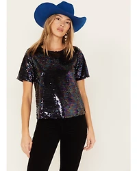 Molly Bracken Women's Oil Slick Sequin Top