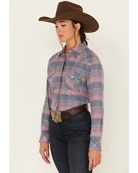Wrangler Women's Boot Barn Exclusive Plaid Print Long Sleeve Western Flannel Pearl Snap Shirt
