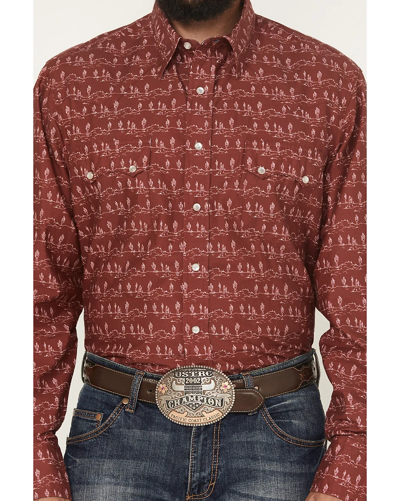 Roper Men's West Made Desert Print Long Sleeve Pearl Snap Western Shirt