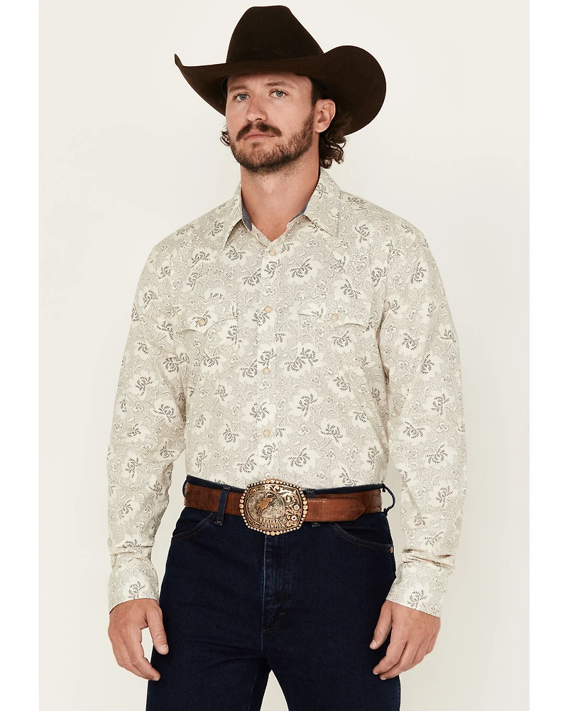 Cody James Men's Treven Floral Print Long Sleeve Snap Western Shirt