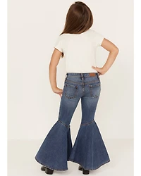 Shyanne Little Girls' Medium Wash Ruffle Trumpet Flare Jeans