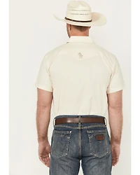 Panhandle Men's Southwestern Embroidered Short Sleeve Pearl Snap Western Shirt