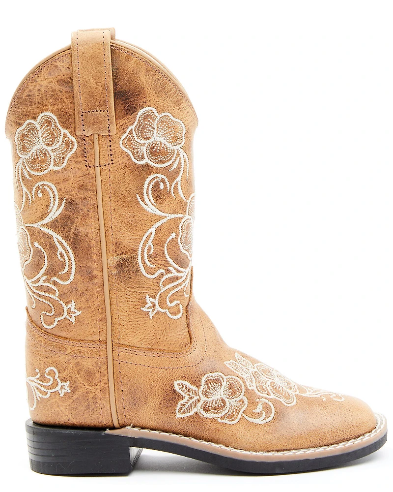 Shyanne Girls' Little Lasy Floral Embroidered Western Boots - Broad Square Toe
