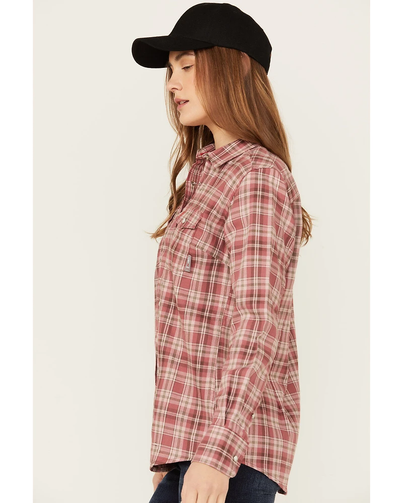 Ariat Women's FR Plaid Print Long Sleeve Snap Work Shirt
