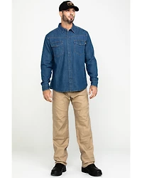 Hawx Men's Stonewashed Denim Snap Long Sleeve Work Shirt