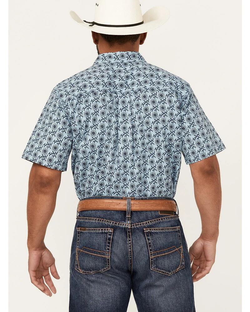 Cody James Men's Sunny Day Floral Medallion Print Short Sleeve Button-Down Stretch Western Shirt