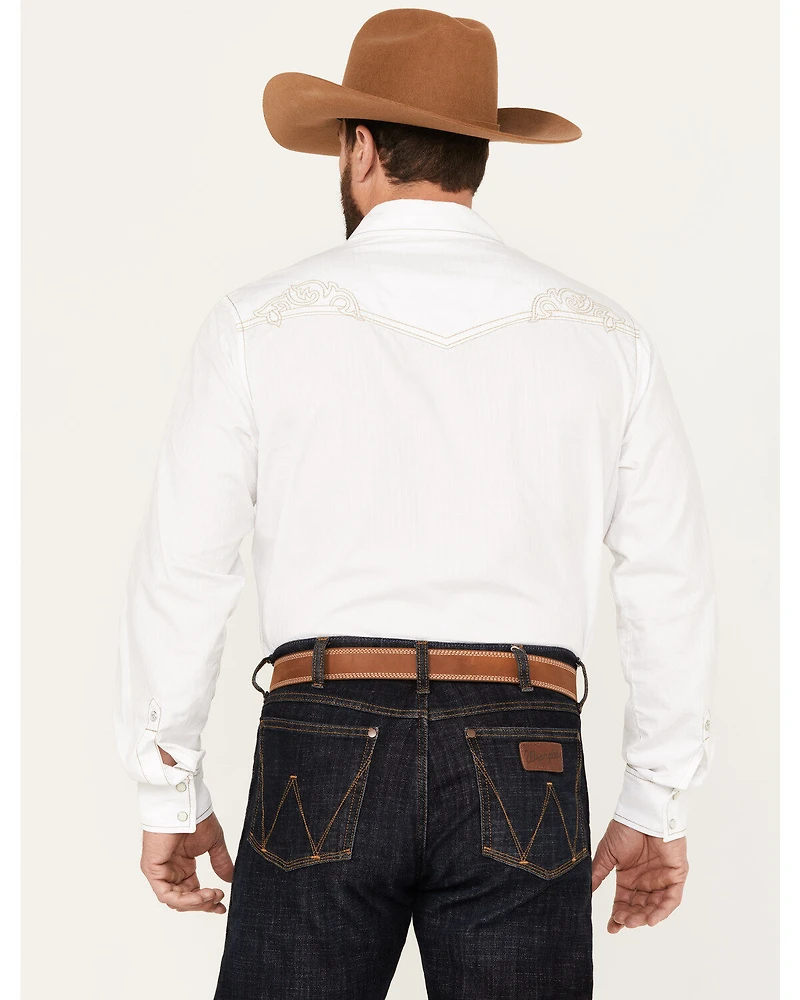 Rock 47 by Wrangler Men's Embroidered Long Sleeve Snap Western Shirt
