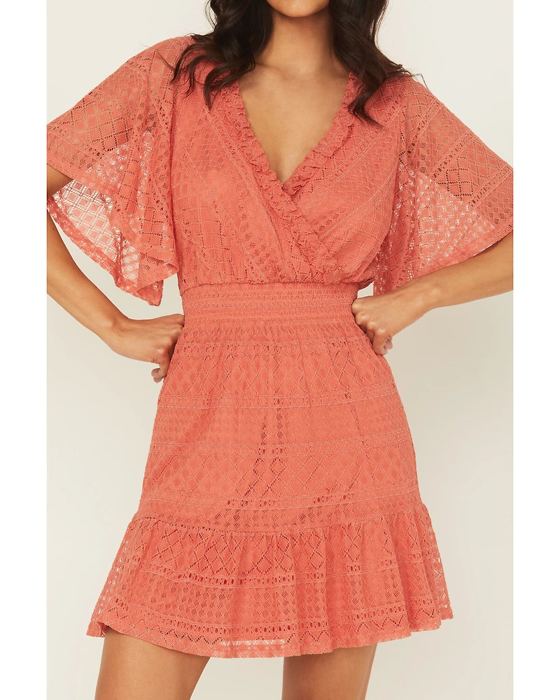Shyanne Women's Faux Wrap Lace Mini Dress
