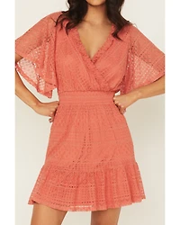 Shyanne Women's Faux Wrap Lace Mini Dress
