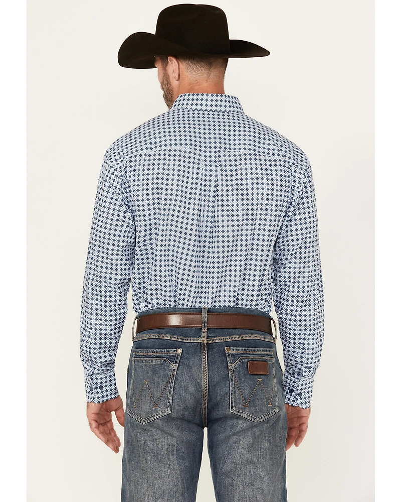 Wrangler Men's Geo Print Long Sleeve Button-Down Stretch Western Shirt