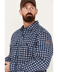 Hawx Men's FR Plaid Print Lightweight Button-Down Stretch Work Shirt