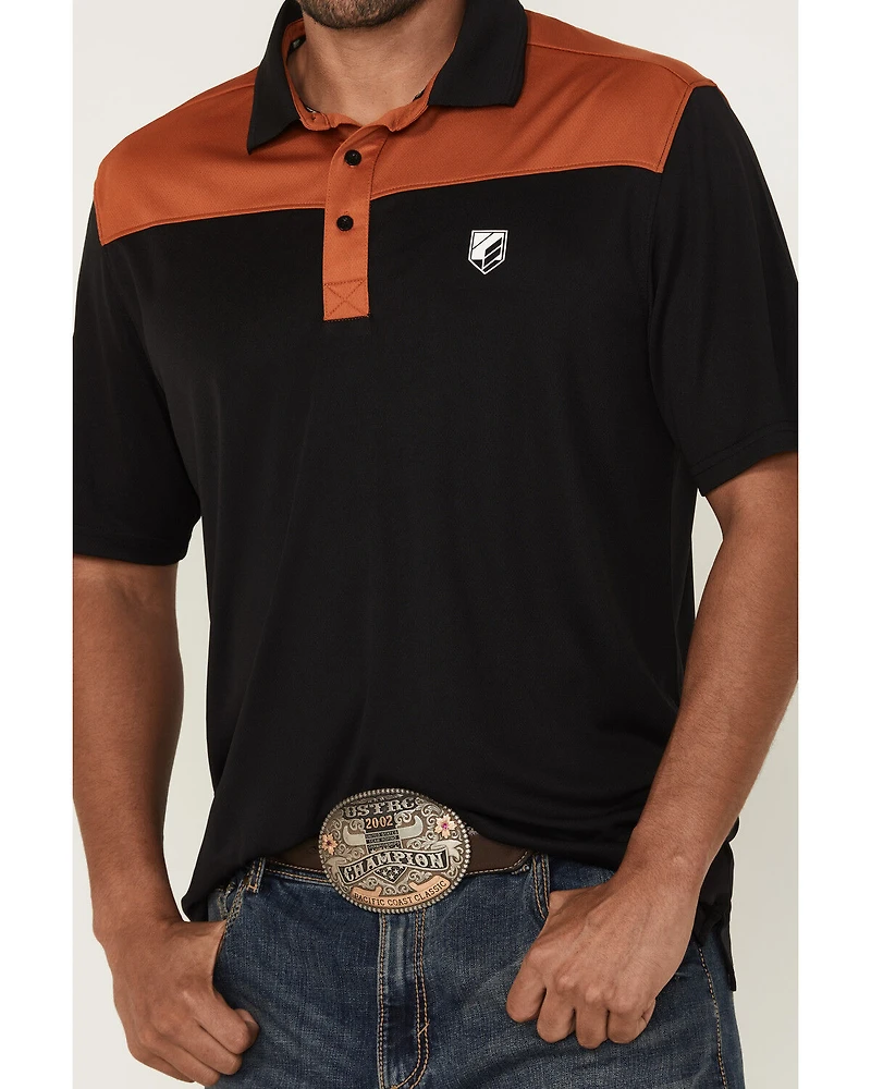 RANK 45® Men's Barrier Color Block Short Sleeve Button-Down Polo Shirt