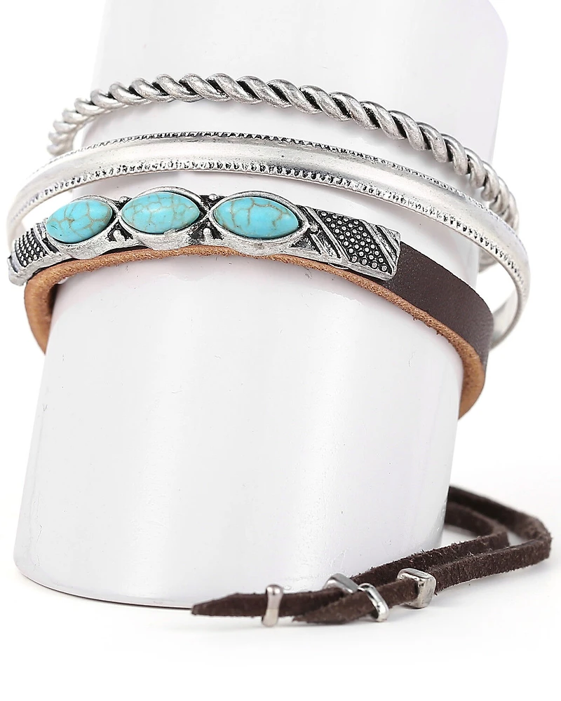 Cowgirl Confetti Women's Rolling Stone Cuff Bracelet Set - 3 Piece