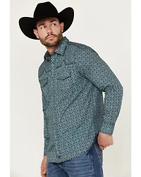 Moonshine Spirit Men's Old Fashioned Medallion Print Long Sleeve Pearl Snap Western Shirt