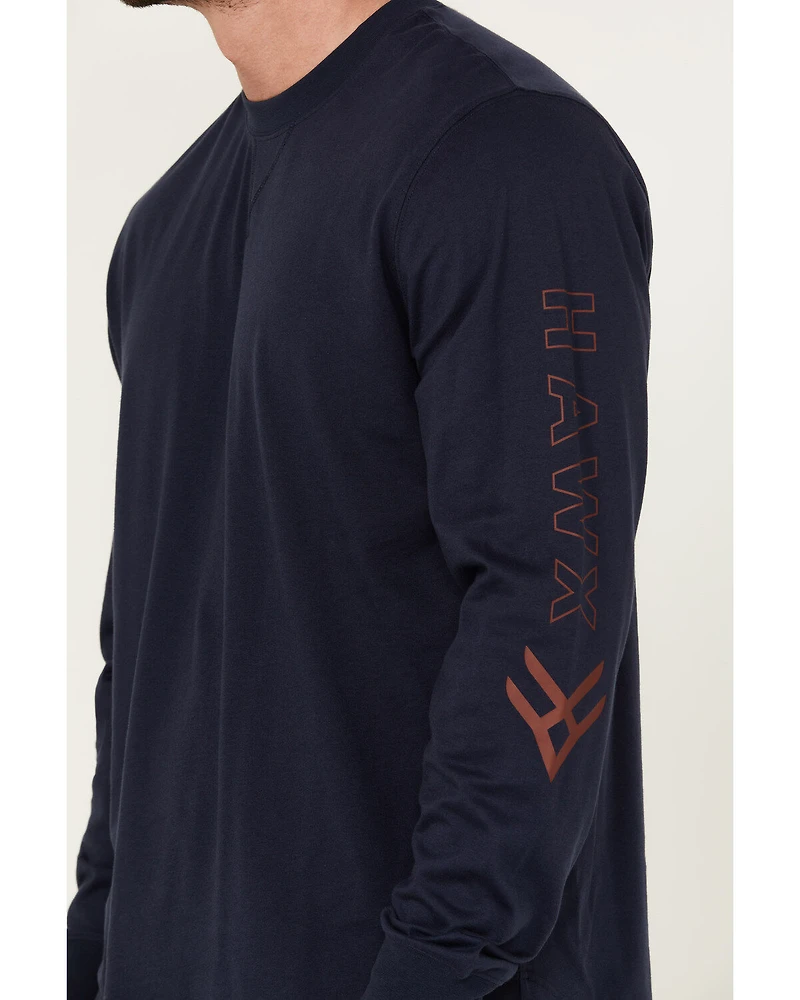 Hawx Men's Long Sleeve Knit Solid Logo Work T-Shirt - Tall