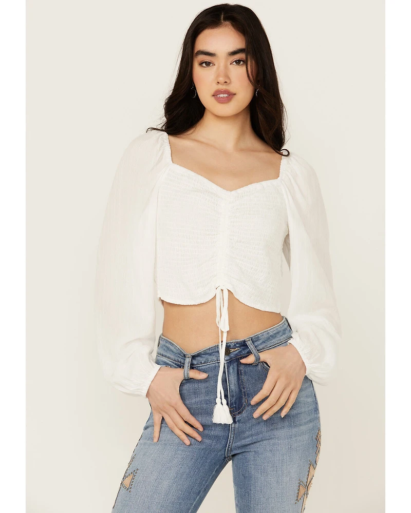 Idyllwind Women's Lena Smocked Long Sleeve Cropped Blouse
