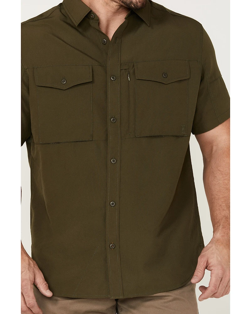 Brothers and Sons Men's Solid Dobby Performance Short Sleeve Button-Down Western Shirt