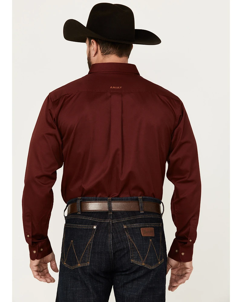 Ariat Men's Solid Twill Fitted Long Sleeve Button-Down Western Shirt