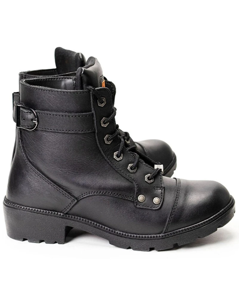 Milwaukee Leather Women's Front Lace Motorcycle Boots - Round Toe
