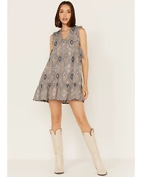 Cleo + Wolf Women's Southwestern Print Tie Mini Dress