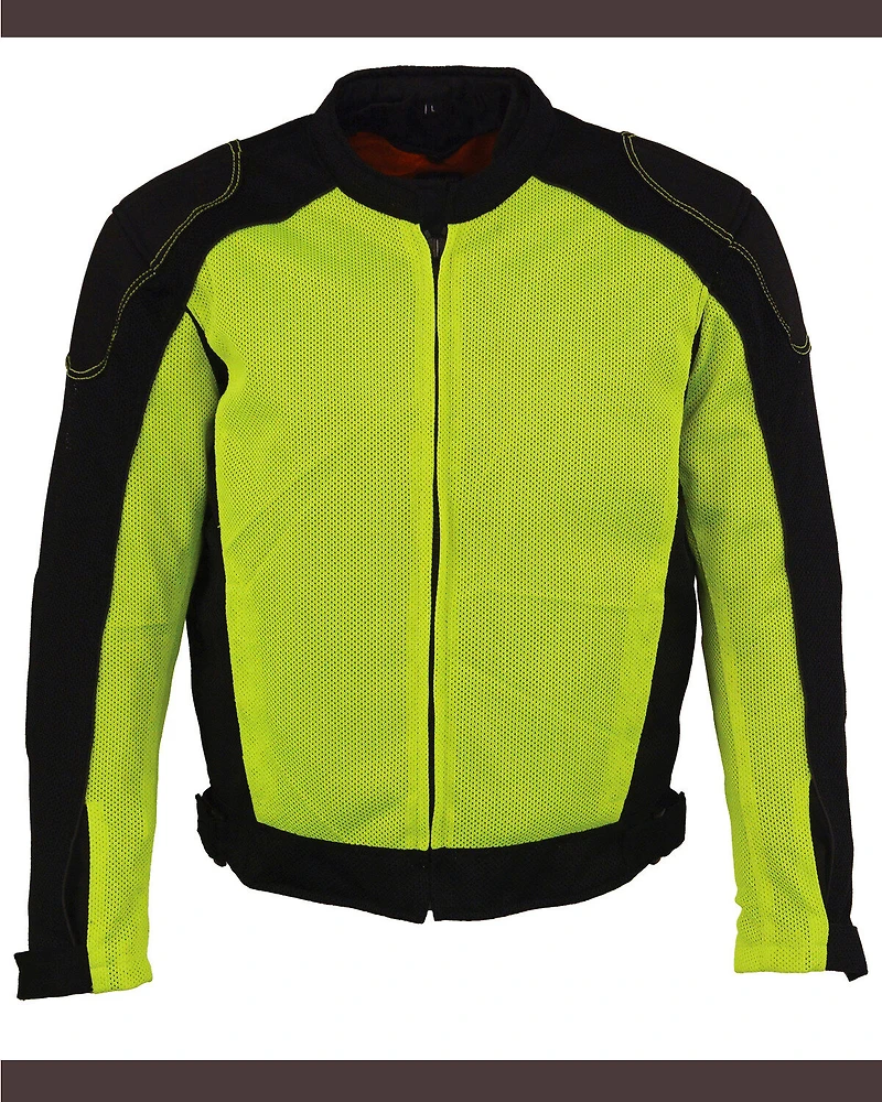 Milwaukee Leather Men's High Visibility Mesh Racer Jacket with Removable Rain Liner - 3X