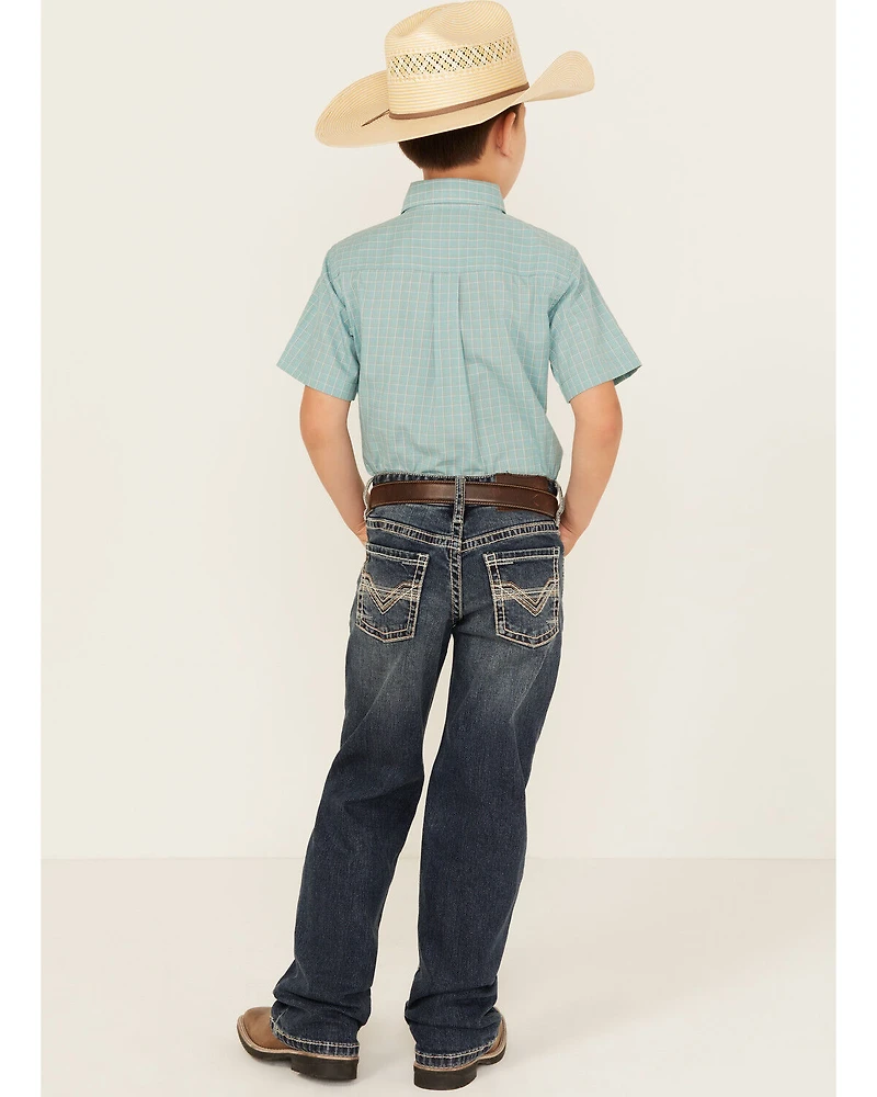 Rock & Roll Denim Boys' Medium Wash Two-Toned Stitch Bootcut Jeans