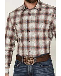 Wrangler Retro Men's Plaid Leaf Print Long Sleeve Button-Down Western Shirt