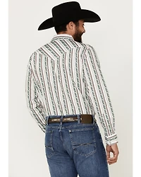 Moonshine Spirit Men's Manhattan Floral Striped Long Sleeve Snap Western Shirt