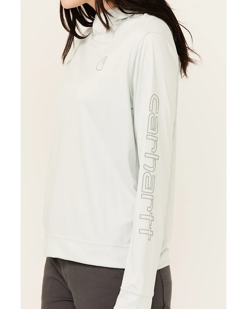 Carhartt Women's Force Sun Defender Relaxed Fit Lightweight Logo Hooded Graphic Long Sleeve