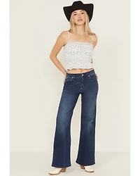 7 For All Mankind Women's Crater Dark Wash Ultra High Rise Dojo Stretch Denim Jeans