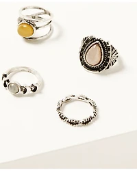 Shyanne Women's Natural Stone Ring Set - 4 Piece