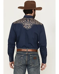 Rodeo Clothing Men's Embroidered Long Sleeve Pearl Snap Western Shirt