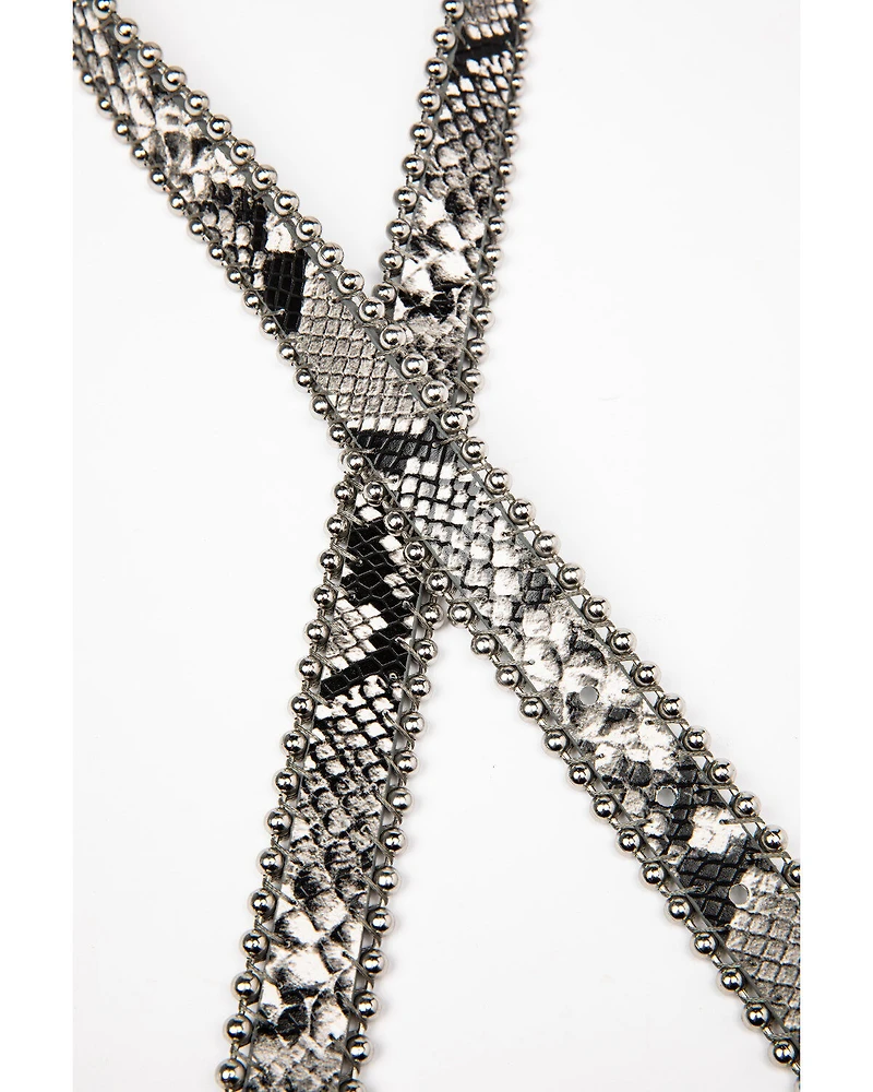 Shyanne Women's Snake Print Skinny Belt