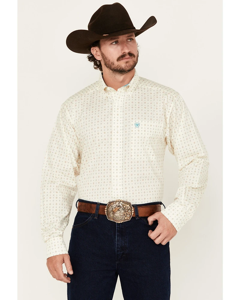 Ariat Men's Wrinkle Free Griffin Geo Print Long Sleeve Button-Down Western Shirt