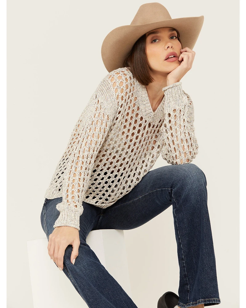 Cleo + Wolf Women's Allison Open Knit Long Sleeve Sweater