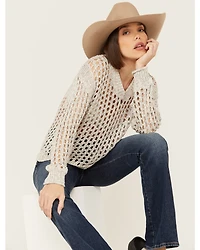 Cleo + Wolf Women's Allison Open Knit Long Sleeve Sweater