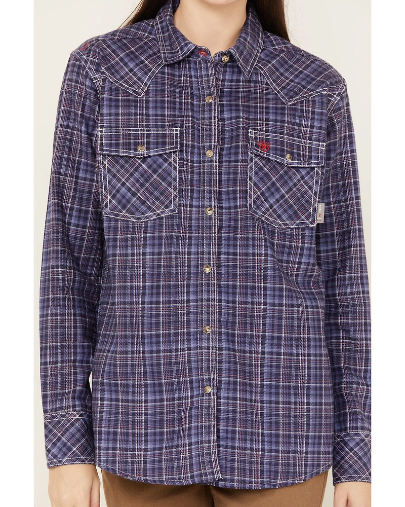 Ariat Women's Tillie FR Long Sleeve Plaid Print Snap Work Shirt