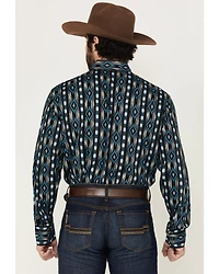 Wrangler Men's Checotah Southwestern Striped Long Sleeve Pearl Snap Western Shirt