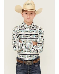 Ariat Boys' Southwestern Print Long Sleeve Button-Down Western Shirt
