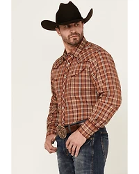 Roper Men's Plaid Print Long Sleeve Pearl Snap Western Shirt
