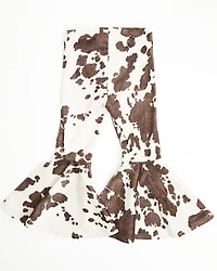 Shyanne Toddler Girls' Carly Faux Suede Cow Print Flare Pants