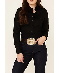 Wrangler Women's Long Sleeve Snap Stretch Western Top
