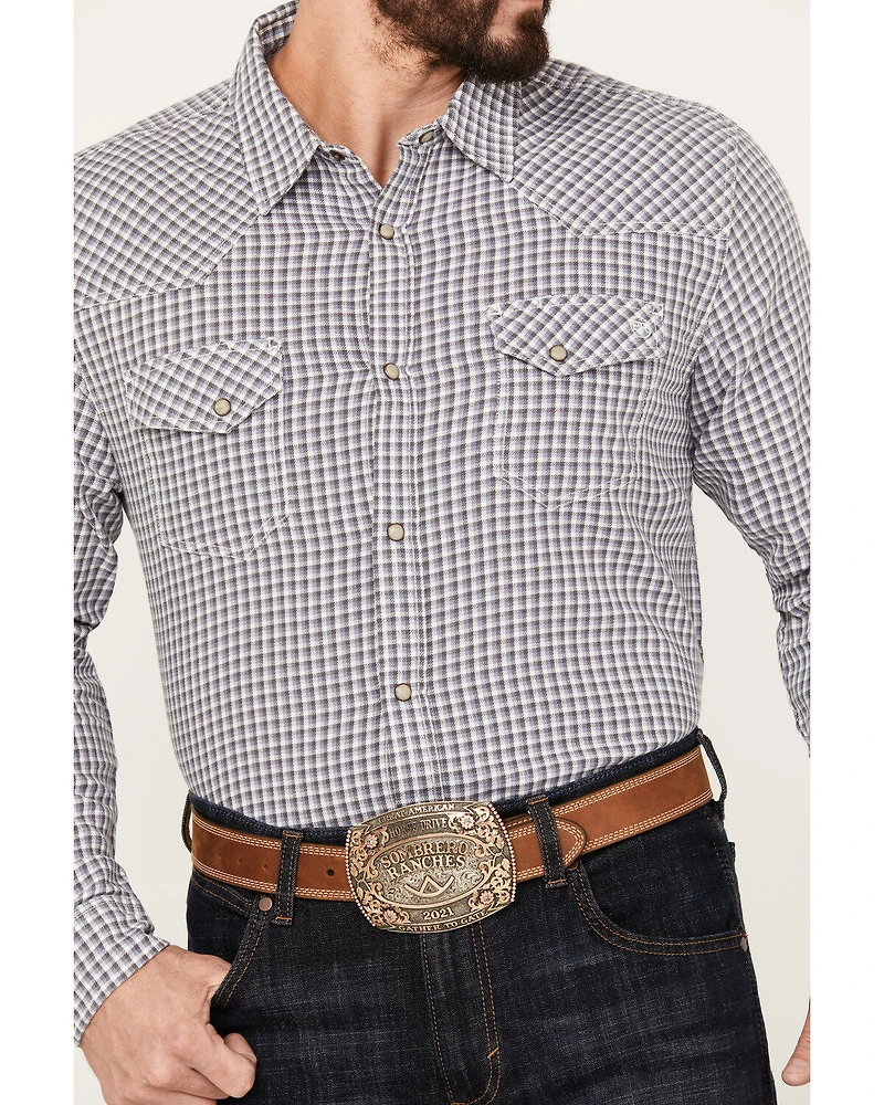 Blue Ranchwear Men's Rawlins Plaid Print Long Sleeve Western Pearl Snap Shirt