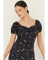 Idyllwind Women's Beth Jacquard Print Short Sleeve Midi Dress
