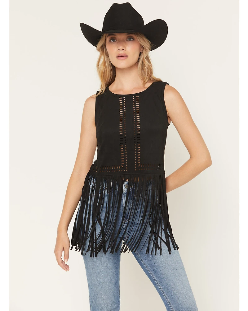 Idyllwind Women's Whitsett Faux Suede Fringe Sleeveless Tank top