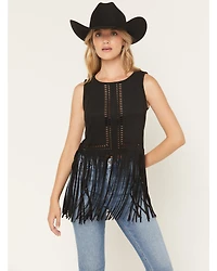 Idyllwind Women's Whitsett Faux Suede Fringe Sleeveless Tank top