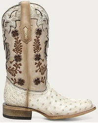 Corral Women's Horseshoe Overlay Exotic Ostrich Western Boots - Square Toe